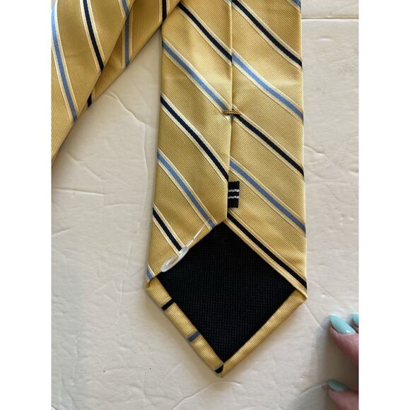 NWT NAUTICA Silk Repp Necktie Mens 3.25" Yellow Blue Tones Striped Tie Classic - Picture 3 of 5